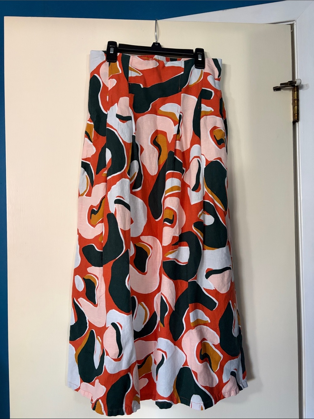 Corey Lynn Calter Maxi Skirt in Coral, Pink & Green Abstract Print